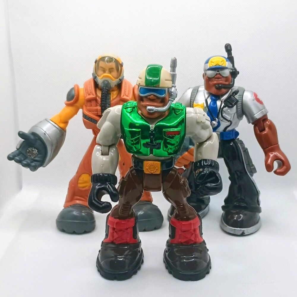 Mattel Fisher Price Rescue Heroes 3 Lot Action Figures 1998-2000 Vintage